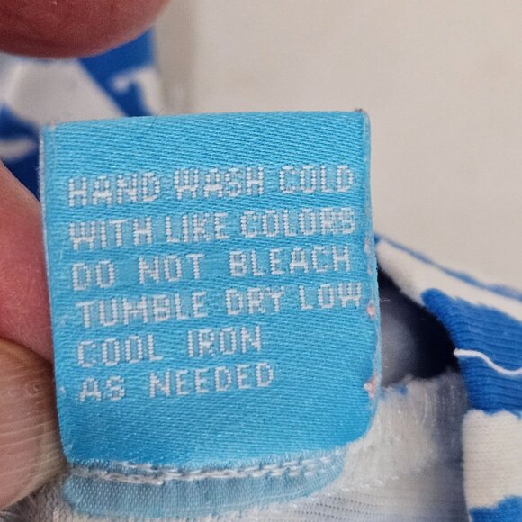 J.McLaughlin Catalina Knit Top Sz XL Blue & White Geometric Print Long Sleeve - Picture 6 of 9